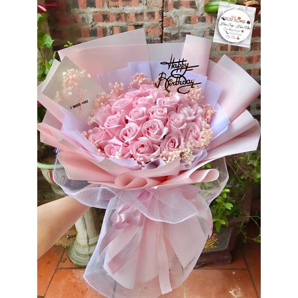 Bó Hoa Sáp 25 Bông Kèm Hoa Bi
