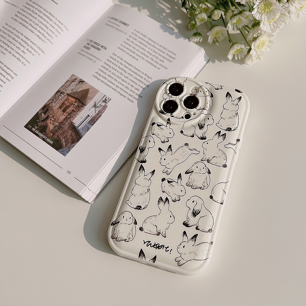 Ốp Điện Thoại TPU Silicone Họa Tiết Thỏ Vẽ Tay Cho ốp iphone 11 pro max X Xr Xs 7 8 14 Plus Se 2020 12 pro max 13