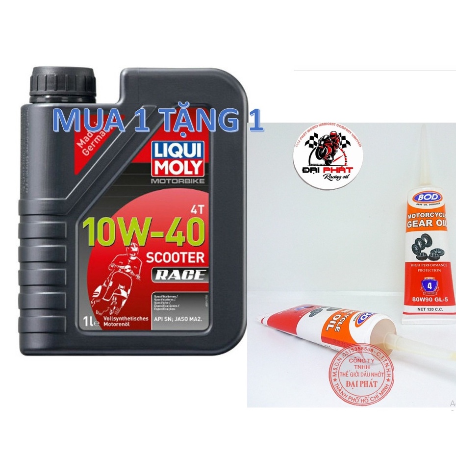 Dầu Nhớt Liqui Moly Scooter Race 10W40 1L cao cấp chính hãng Đức TẶNG NHỚT HỘP SỐ BOD 80W90 GL5 120ML