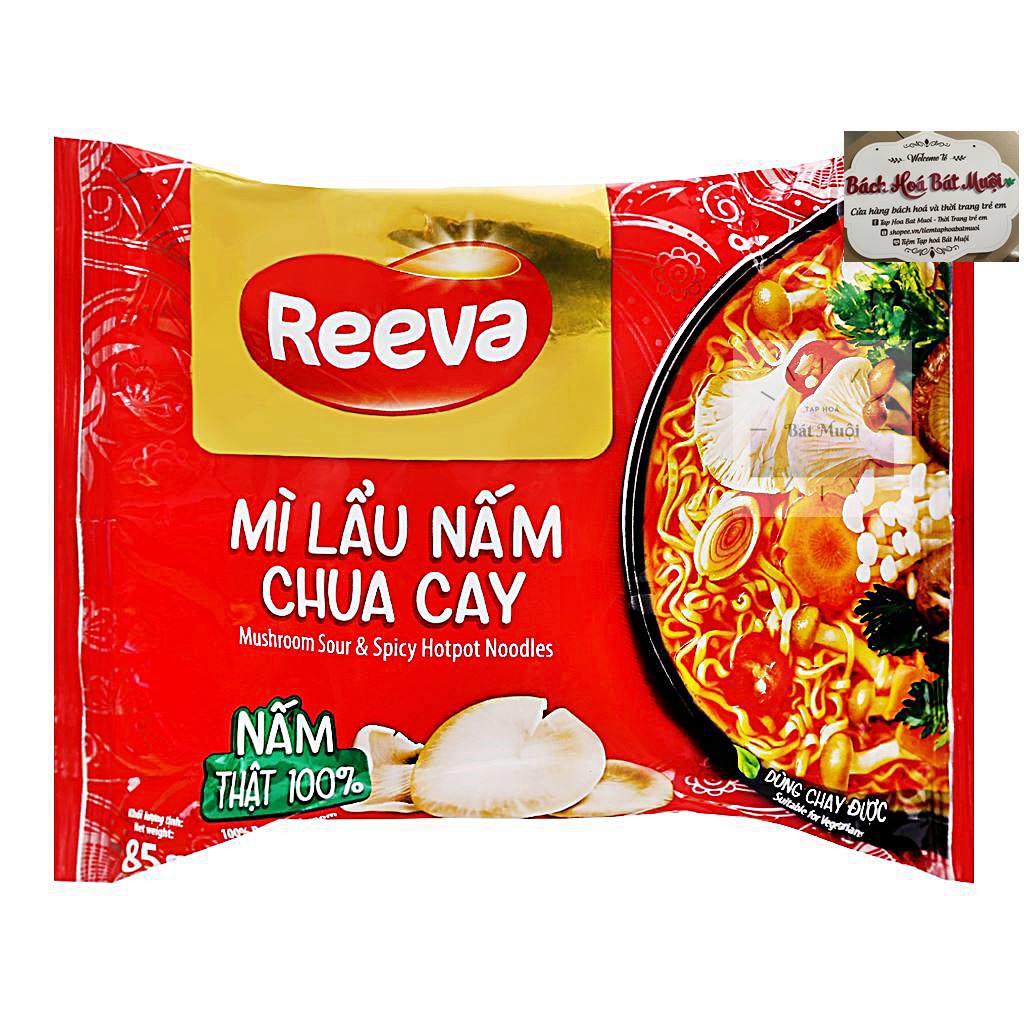 Mì Reeva lẩu nấm chua cay gói 85g - combo 10 gói