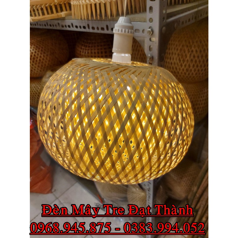 Đèn Lồng Mây Tre 2 Lớp Hình Trái Bí - Đèn Mây Tre Trang Trí