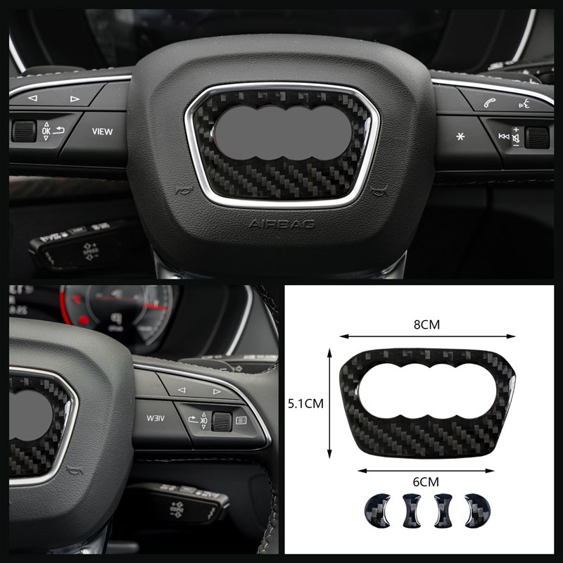Logo Gắn Vô Lăng Xe Hơi Bằng Sợi Carbon Chất Lượng Cao Cho Audi A1 A3 A4 A5 A6 A7 A8 Q3 Q5 Q7 Q8