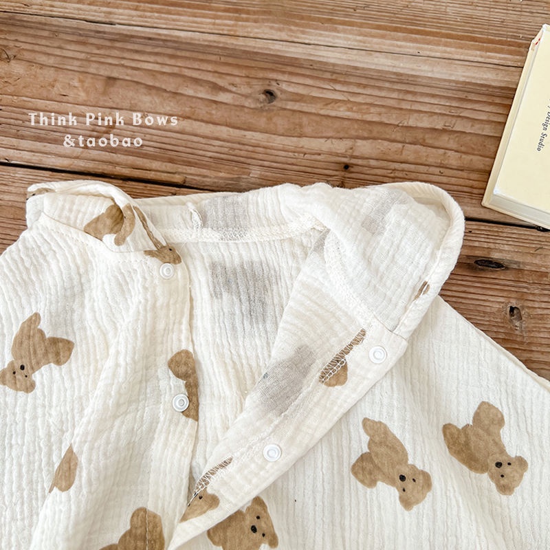 Áo Choàng Chống Gió Chống Nắng In Hình Gấu Dễ Thương Cho Bé 3 Tuổi