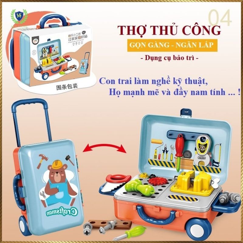 [Mẫu Mới] Bộ Vali hướng nghiệp Đồ chơi nấu ăn, Đồ chơi bác sĩ, Đồ chơi trang điểm, Đồ chơi kỹ sư cho bé, AKA Store