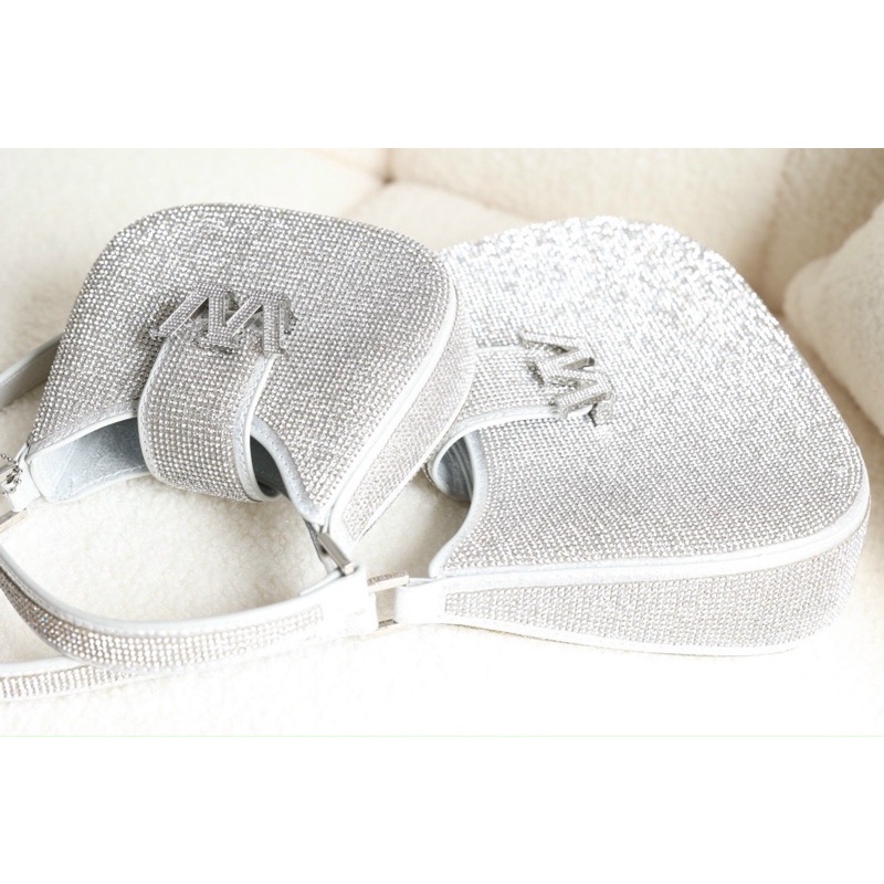 Túi kẹp nách Alex Wang đính nạm đá siêu lấp lánh Super fullbox size 15 22