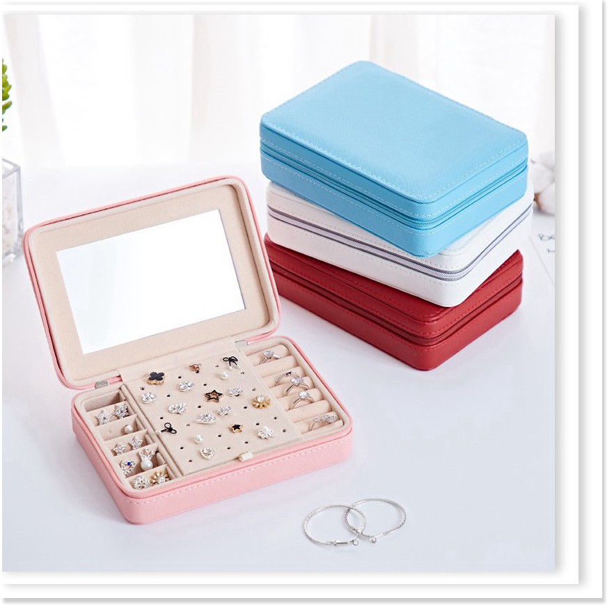 Hộp đựng Trang sức XẢ TỒN Hộp đựng nhẫn, dây chuyền, trang sức - Chất liệu Da pu chống thấm 17x12x5cm 9505