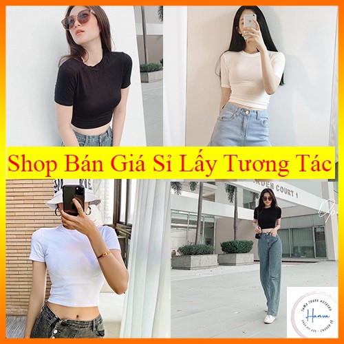 Áo croptop nữ dáng ôm body tay ngắn Siêu Tôn Dáng Chất Cotton Co Giãn 4 Chiều Mặc Đi Chơi Ở Nhà Thoải Mái