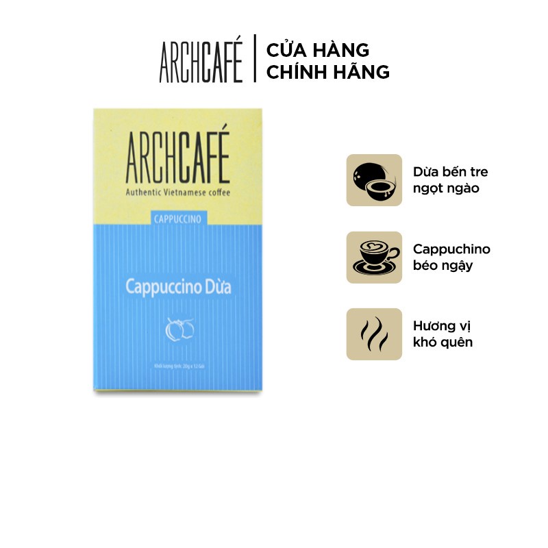 Cà phê Cappuccino Dừa - Archcafé (hộp 12 gói x 20g)