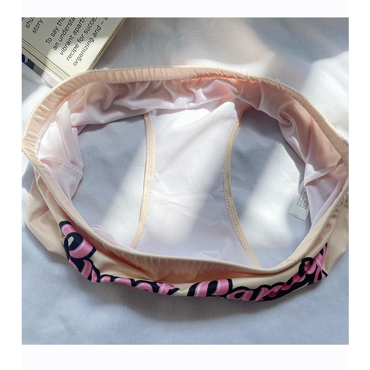 DUNEA Quần lót in chữ màu sắc tương phản phong cách cổ điển