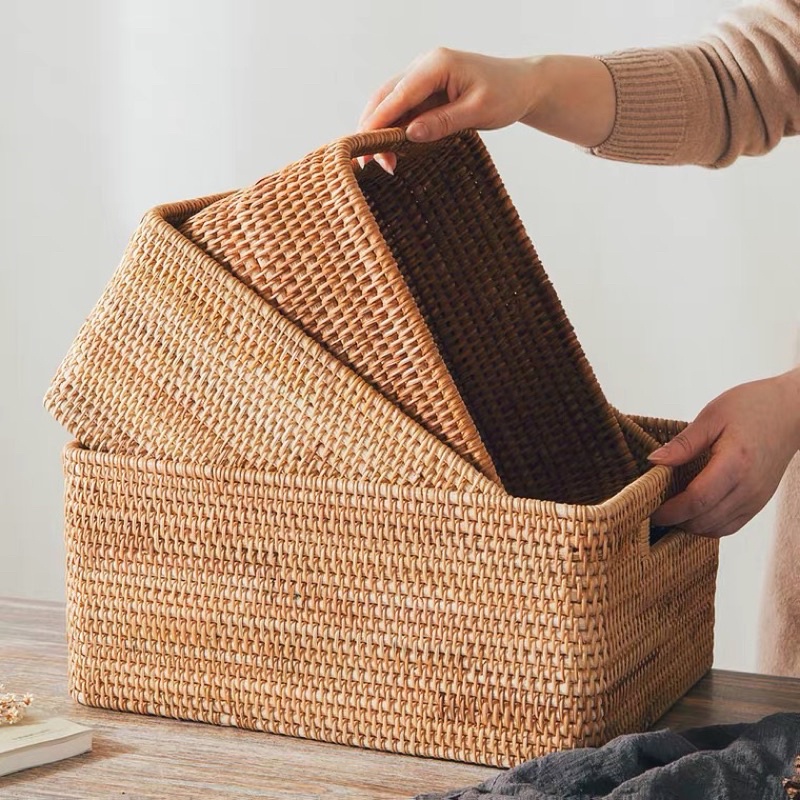 Giỏ mây đựng quần áo, giỏ mây có quai đựng đồ Mây Tre Đan Thuỷ Khanh