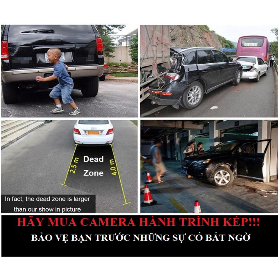 Camera hành trình ô tô RUNDONG 3 mắt T-909 | Màn hình 4.0 inch full HD 1080, camera sau chống nước, hỗ trợ thẻ nhớ 32 Gb