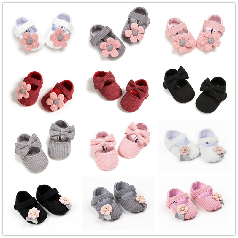 ☀ sunny ღ Giày búp bê đế mềm chống trượt đính nơ xinh xắn dành cho bé gái