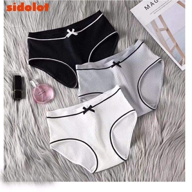 sét 5 quần lót cotton gân viền đen dễ thương cho bạn gái