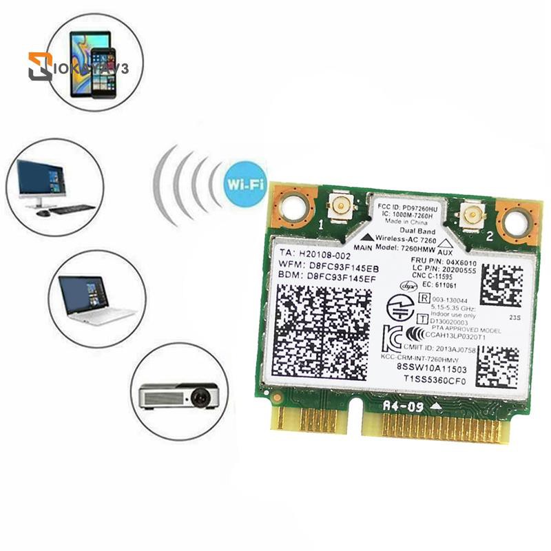 Wifi Card 7260AC 7260HMW 1200M Dual Band 2.4G 5G Bluetooth 4.0 Mini PCI-E 802.11AC for K4250 K4350 E440 E540 S440 S540