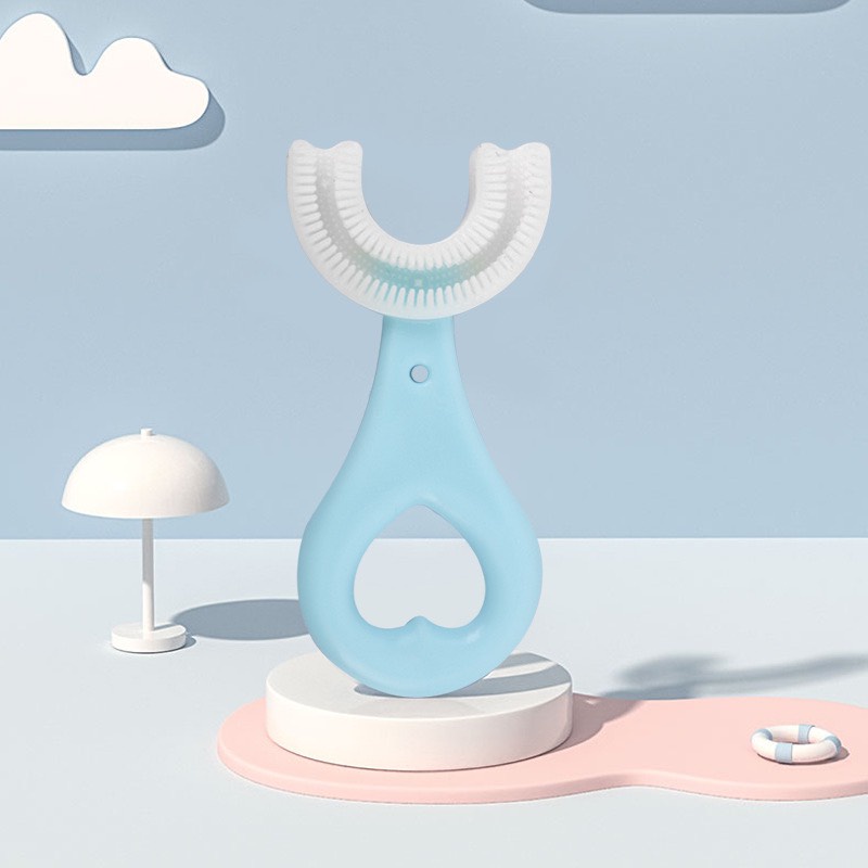 Bàn chải hình chữ u,bàn chải silicon cho bé tập đánh răng