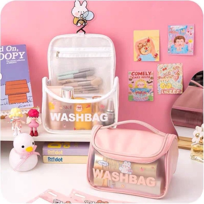 TÚI TRONG SUỐT WASHBAG ĐỰNG MỸ PHẨM, ĐỒ DÙNG CÁ NHÂN CHỐNG THẤM CHỐNG NƯỚC CHỐNG BÁM BẨN ĐI DU LỊCH TIỆN LỢI