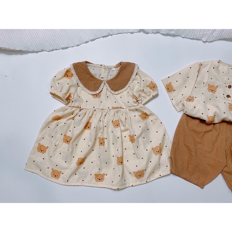 vải đũi lạnh mềm mịn mát may bộ,áo,quần hình gấu pooh siêu hot