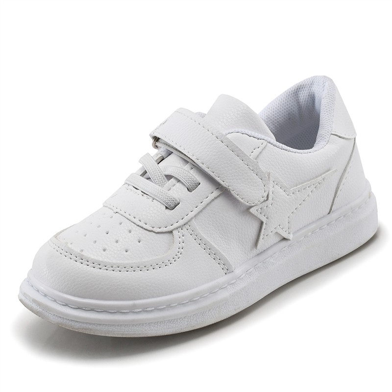 Giày trắng trẻ em GA15 - Giầy thể thao trắng cho bé trai bé gái da mềm khỏe khoắn năng động chống trơn đi học biểu diễn