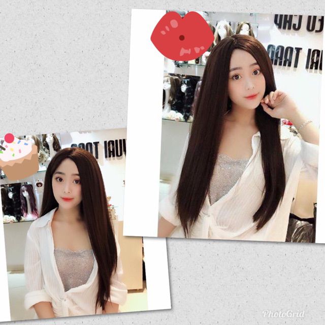 Tóc giả nguyên đầu 2 mái thẳng 💄 FREESHIP 💄 tóc giả 2 mái thẳng tặng kèm lưới 2061