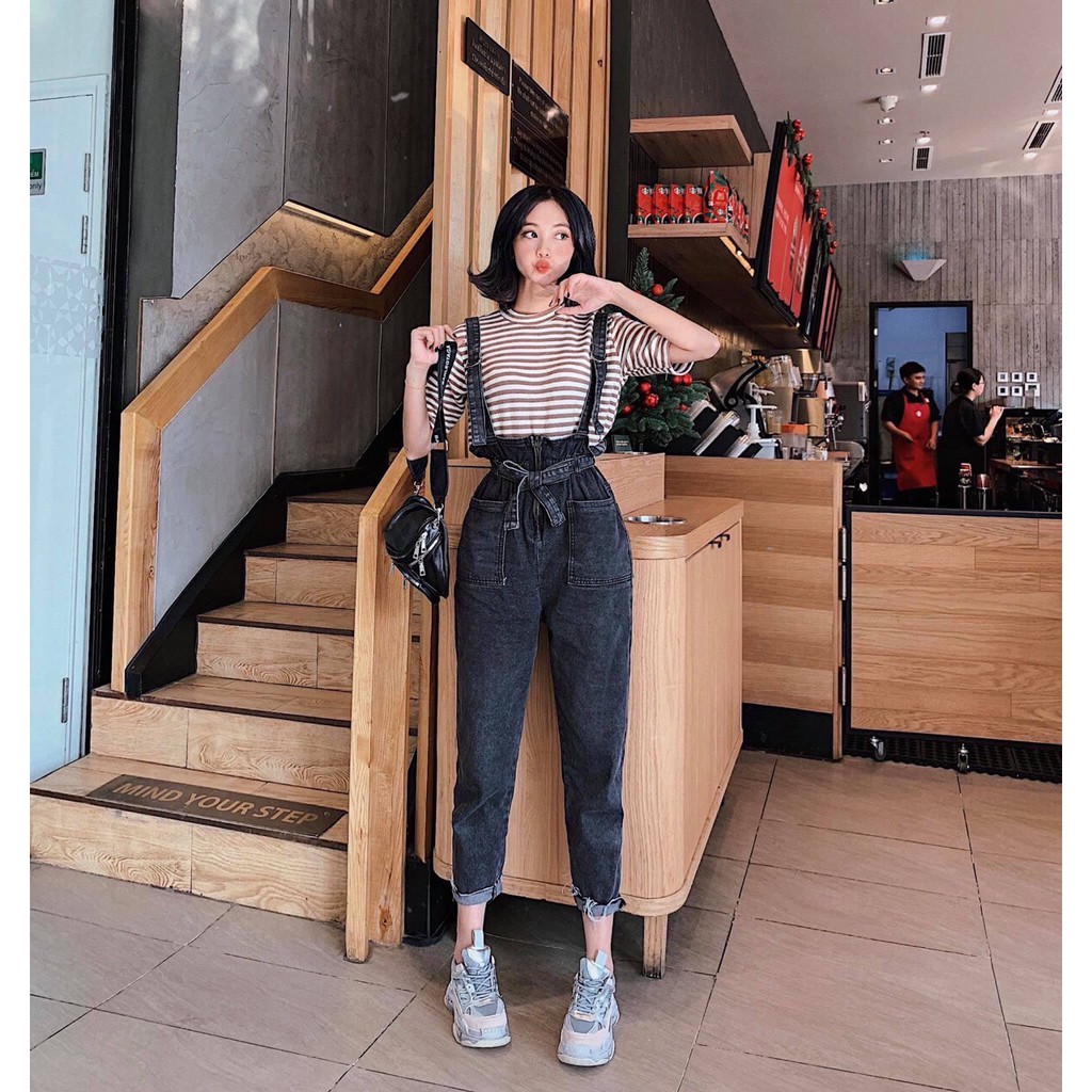 Quần yếm jean nữ bo chun eo MSHL5