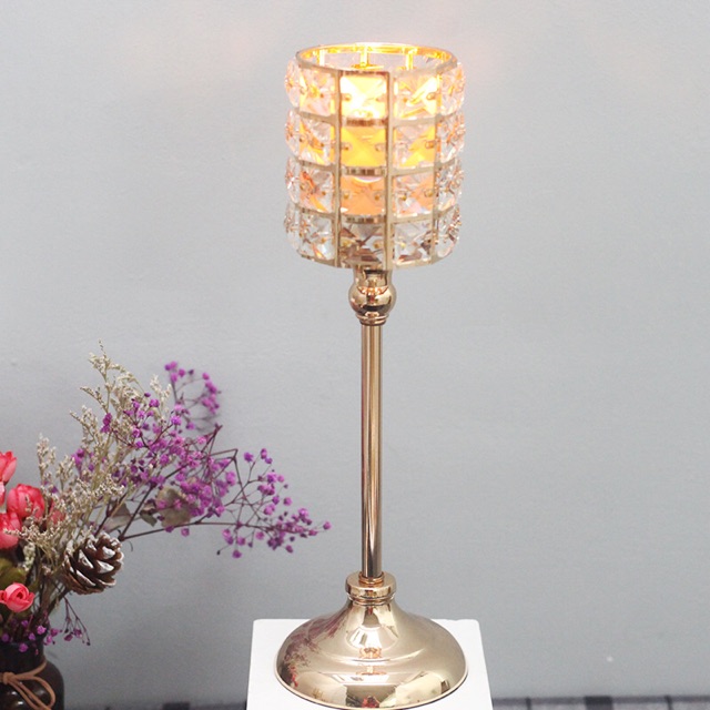 Chân nến đính đá hình trụ trang trí