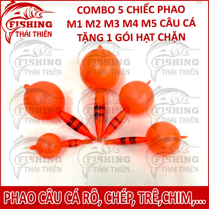 Combo 5 chiếc phao câu cá bằng nhựa tặng kèm gói hạt chặn