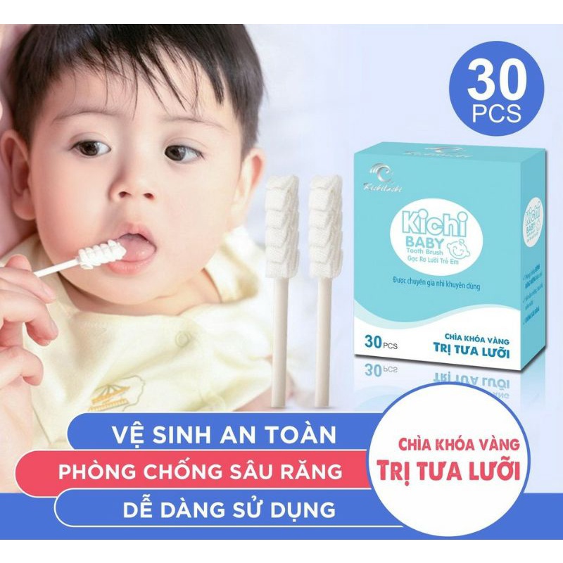 2 Hộp -  60 Que gạc rơ lưỡi, tưa lưỡi vệ sinh răng miệng cho bé - Kichilachi Kichi (Việt Nam)