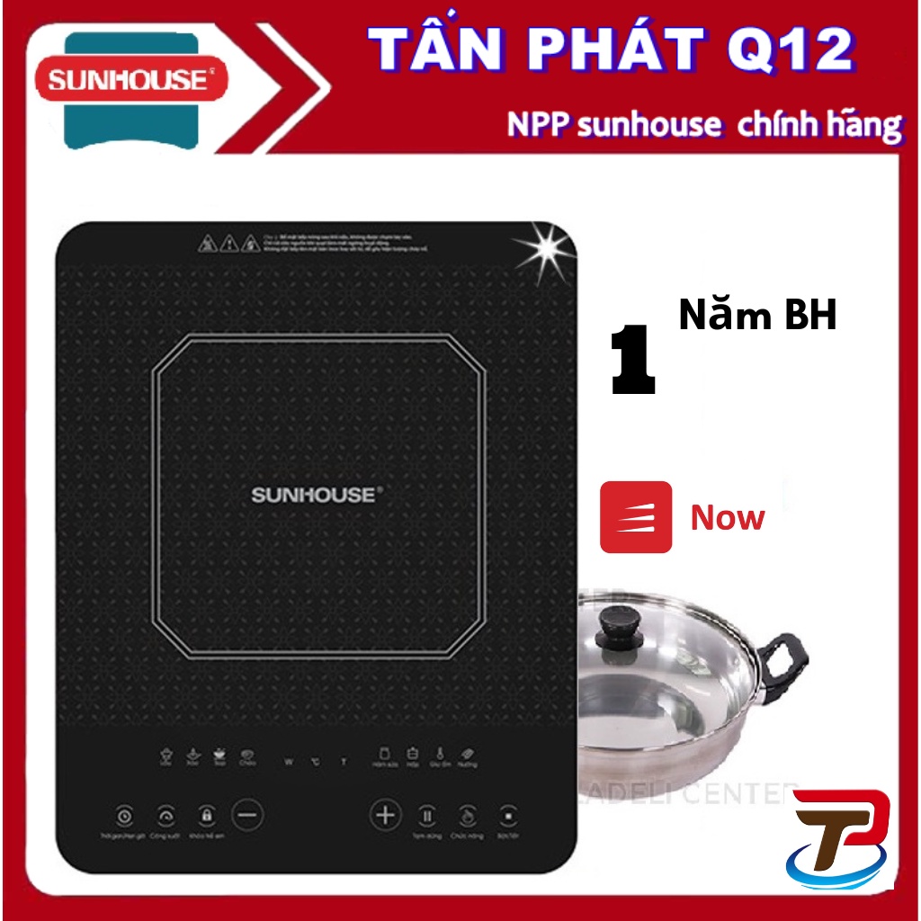 BẾP ĐIỆN TỪ CẢM ỨNG SUNHOUSE  TẶNG KÈM NỒI có hình thật