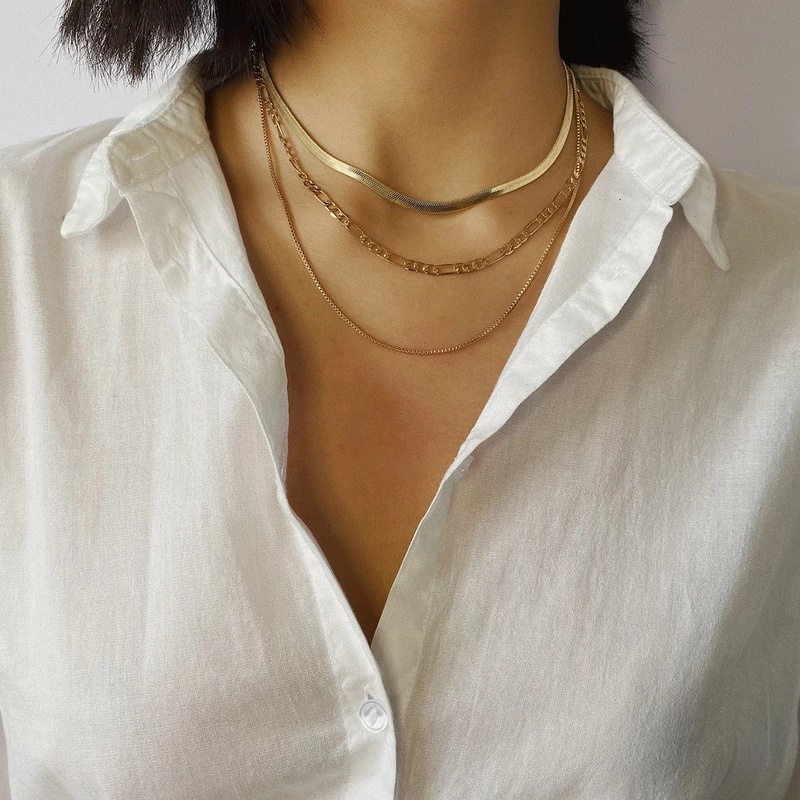 Vòng Cổ Choker Bằng Kim Loại Nhiều Lớp Phong Cách Hip Hop Thời Trang Cho Nữ