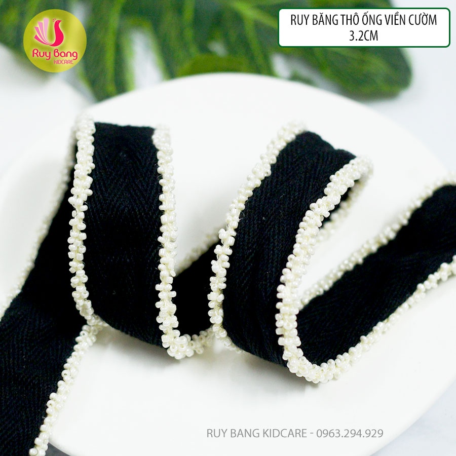 Ruy băng thô ống viền cườm 3.2cm RB2222