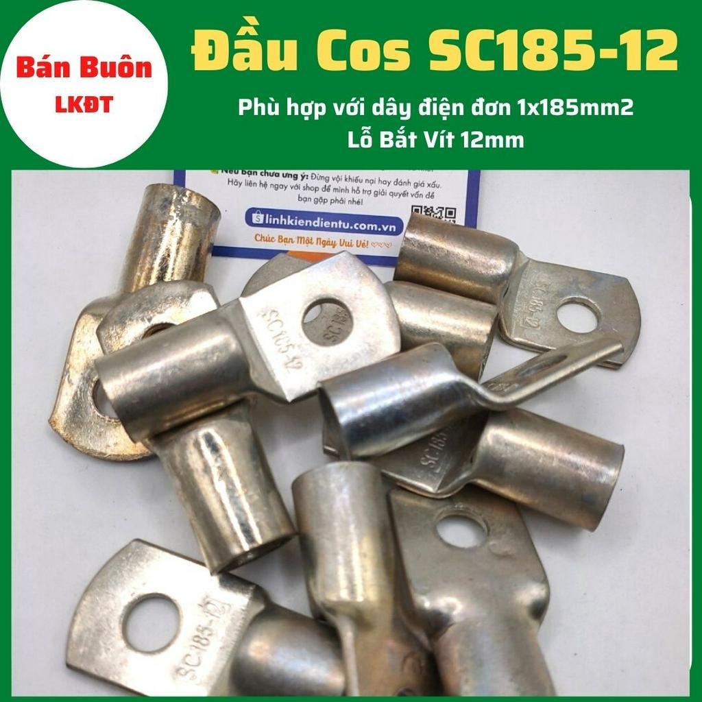 Đầu Cos SC185-12, cos SC, đầu cos tròn trần, cos đồng, bịt đầu SC bằng đồng, đầu cos dùng cho dây điện 185mm
