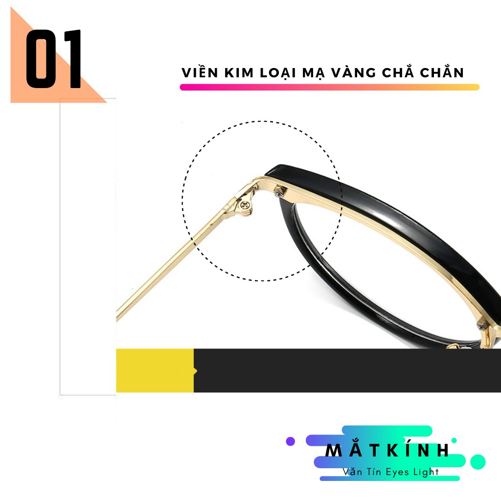 Gọng kính giả cận nữ T509 mắt kính tròn càng kim loại nhiều màu hot trend