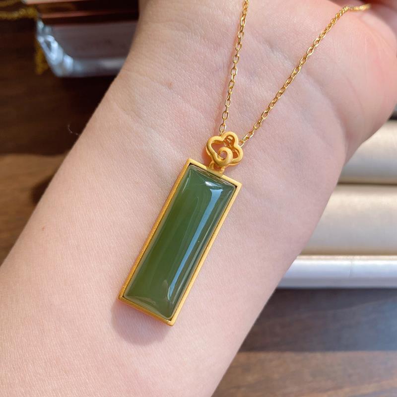 Vòng cổ Mạ Bạc 925 Mặt Ngọc Bích Thời Trang