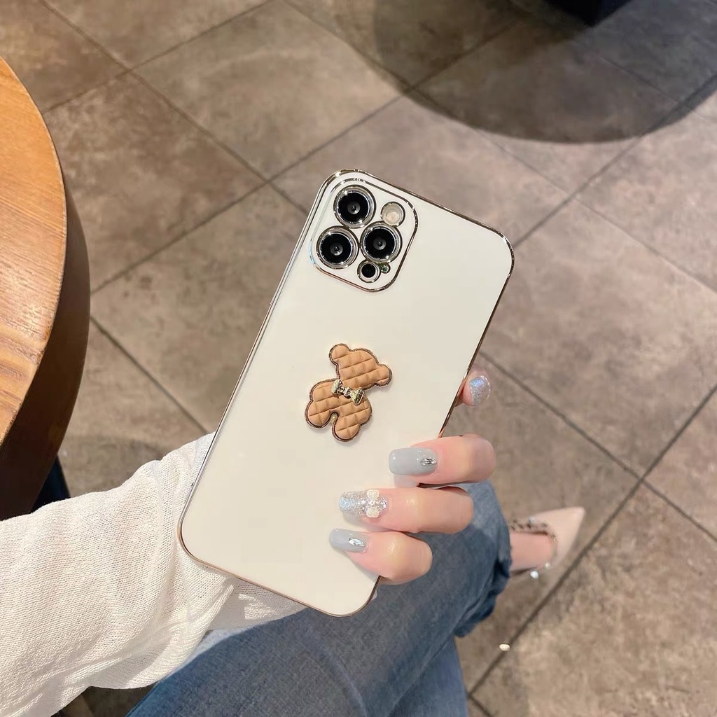 Ốp Điện Thoại Hình Gấu Nâu Thắt Nơ Cho Iphone 13 pro Max 7plus Plus Xr X Xs Xs Max 111212 Ốp Điện Thoại Chất Lượng Cao Cho iphone Pro 12pro Max