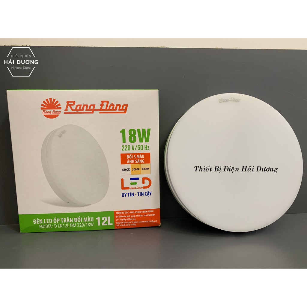 Đèn led ốp trần đổi màu D LN12L DM 220/18W Rạng Đông Vuông - Tròn Tràn Viền Vô Cực Đẹp Mắt