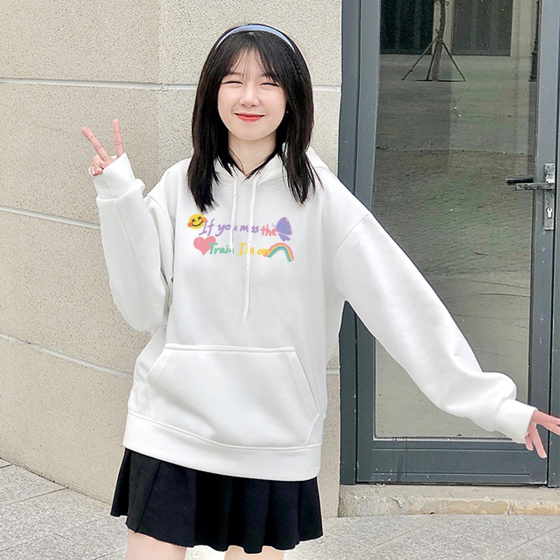 Áo thu đông Hoodie 2 màu đen trắng [N377]