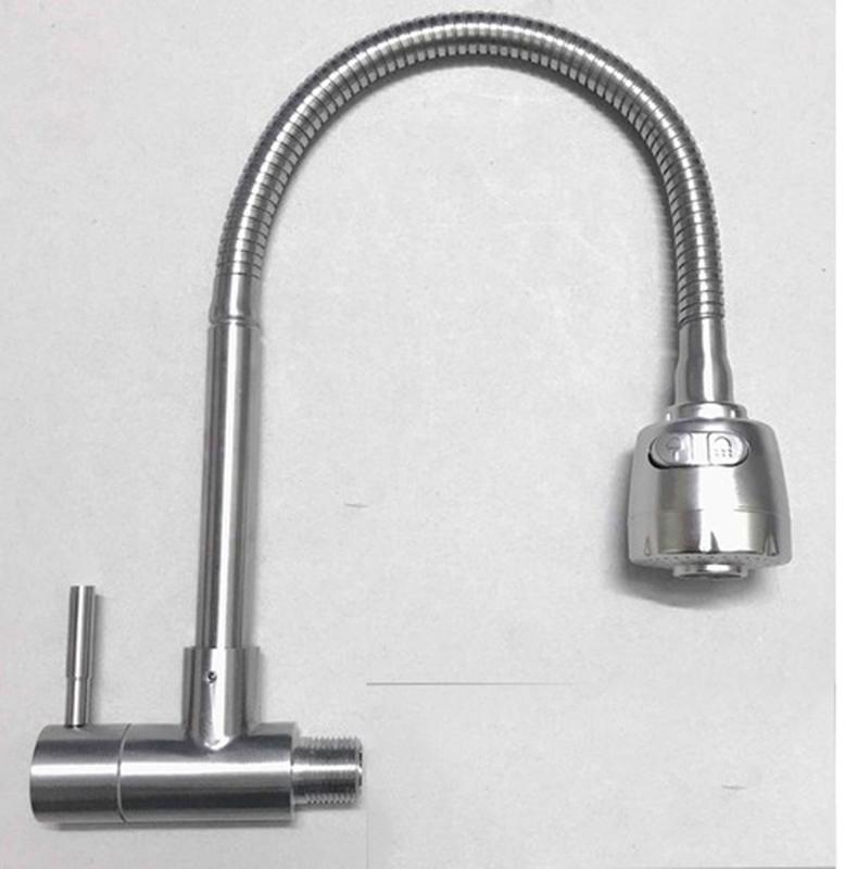Vòi chậu rửa chén bát gắn tường , vòi chậu rửa chén một đường nước inox 304 2 chế độ nước