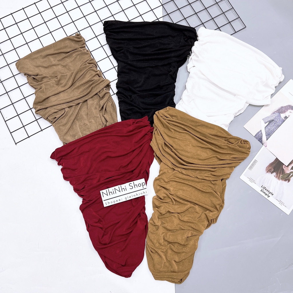 Áo thun nhũ bẹt vai bản to dáng ôm, Áo kiểu trễ vai sexxy co giãn AK7109 - NhiNhi Shop