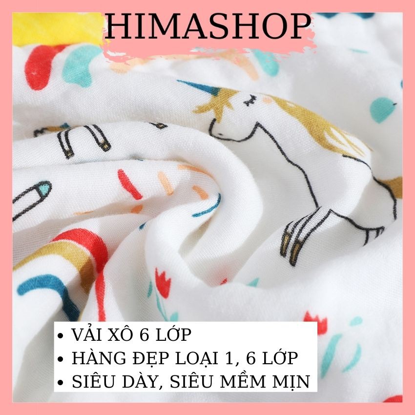 Khăn Sữa Xô Cho Bé HIMASHOP H005 Loại Dày 6 Lớp Siêu Mềm Không Xù Sợi Vải