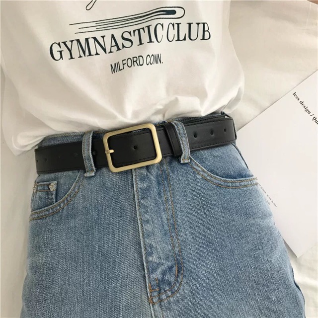 Belt-dây lưng mặt khuyết chữ nhật retro