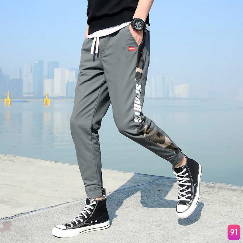 Quần Jogger Kaki thể thao lưng thun ống bó túi hộp đen kem phong cách M202