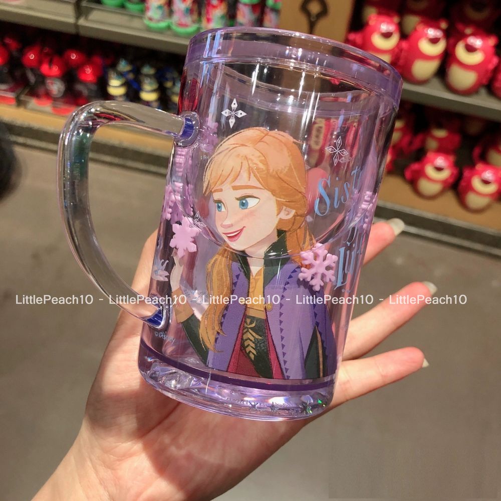 Ly nước Disney 2 lớp thẳng nhũ kim tuyến rơi lung linh Mickey Minnie Frozen Car cho bé trai và gái