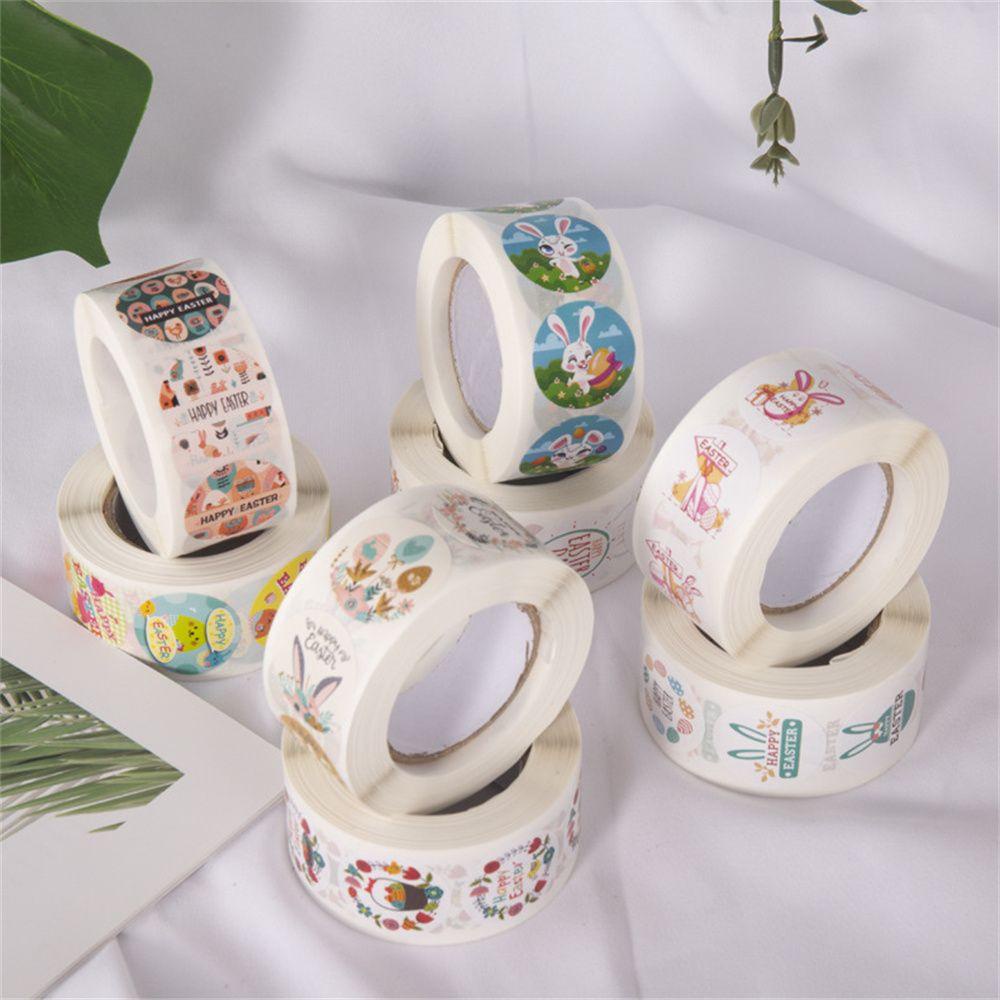 Cuộn 500 Miếng Dán Trang Trí Hình Thỏ Phục Sinh Dễ Thương