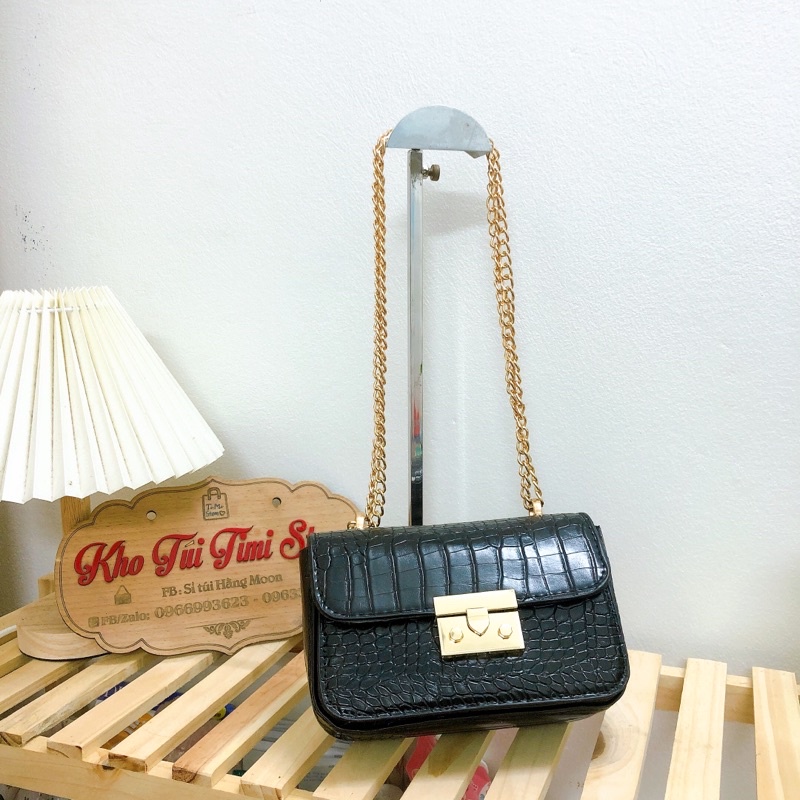 Túi xách đeo chéo nữ khóa bấm da rắn dây xích rẻ đẹp thời trang TIMISTOREHN TN009