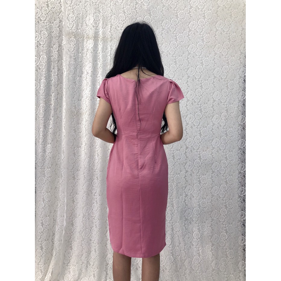 Đầm ôm suông dự tiệc S&amp;M tùng đắp chéo cài hoa siêu xinh GR132