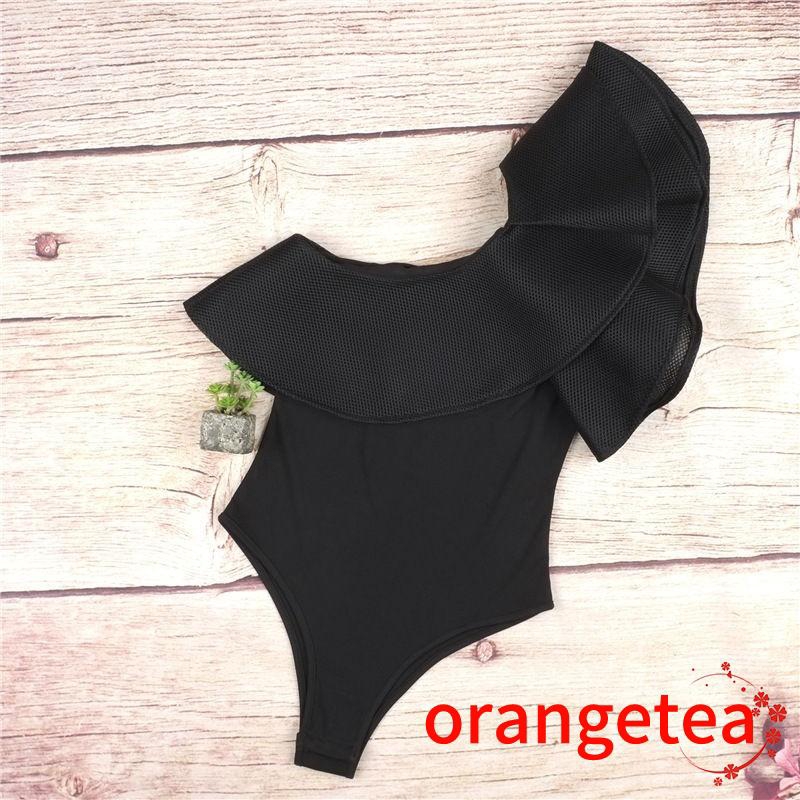 Bộ Đồ Bơi Một Mảnh Trễ Vai Màu Trơn Dáng Ôm Thời Trang Quyến Rũ Cho Nữ