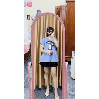Áo bầu côtông cổ nơ xinh