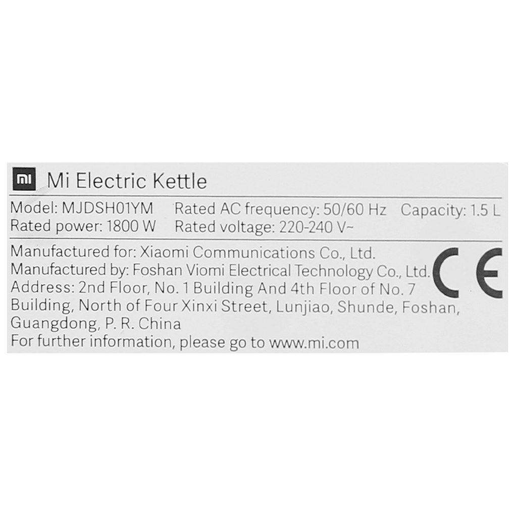[Mã ELHADEV giảm 4% đơn 300K] Bình đun siêu tốc Xiaomi 1.5 lít Electric Kettle EU (SKV4035GL)