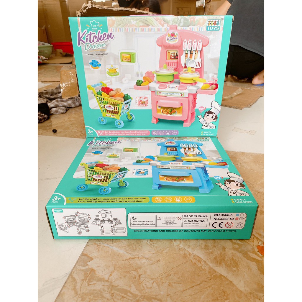 Bộ đồ chơi NHÀ BẾP kèm xe đẩy KITCHEN DREAM nhiều chi tiết cho bé