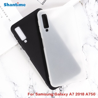 Ốp điện thoại TPU dẻo trong suốt màu trắng đen cho Samsung Galaxy A7 2018 G750